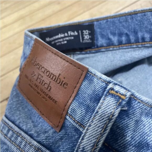 ABERCROMBIE & FITCH Jeans Men 32x30 A&F Vintage Stretch 90s Slim Blue Denim Uniq - Picture 8 of 16
